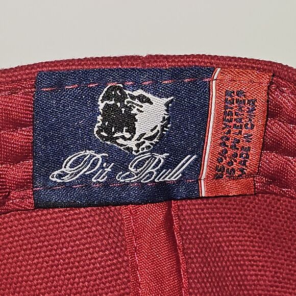 Pit Bull Mens Baseball Hat Leather American Flag Patch And Visor Red Brown Snap - Picture 8 of 14